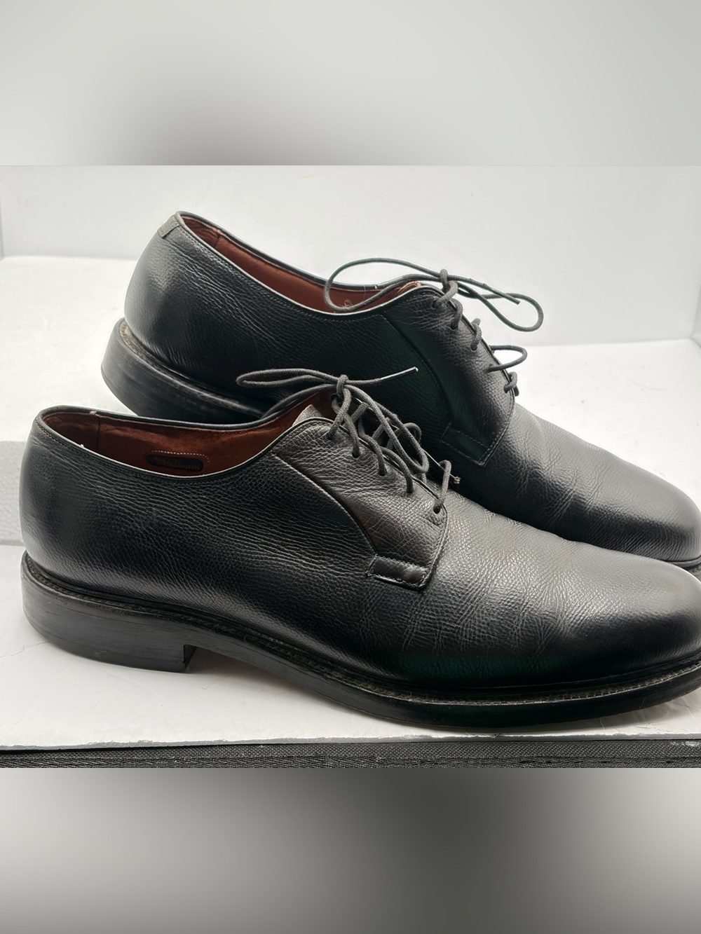 Vintage Allen Edmonds Leeds Black Pebble Grain Leather Derby Shoes Men's Size 12